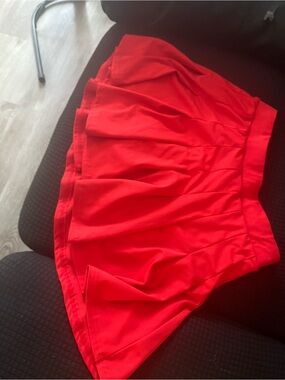 Bright Red Pleated Mini Skirt